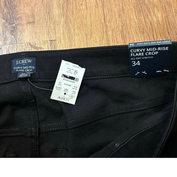 NWT J.Crew Curvy Mid Rise Flare Crop Jean In Signature Stretch Black Size 34 - Picture 5 of 8